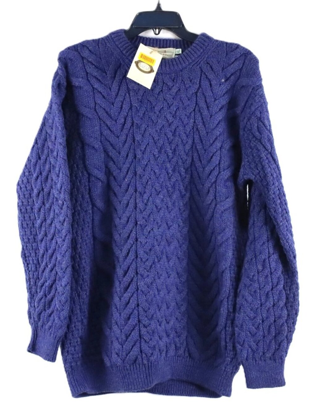 Aran Sweater Market Cable & Weave Wool Sweater in Ink Casual Business Travel